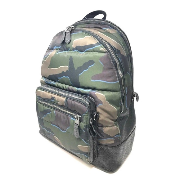 Coach Men's West Quilted Nylon Backpack Camo Print - Picture 2 of 7